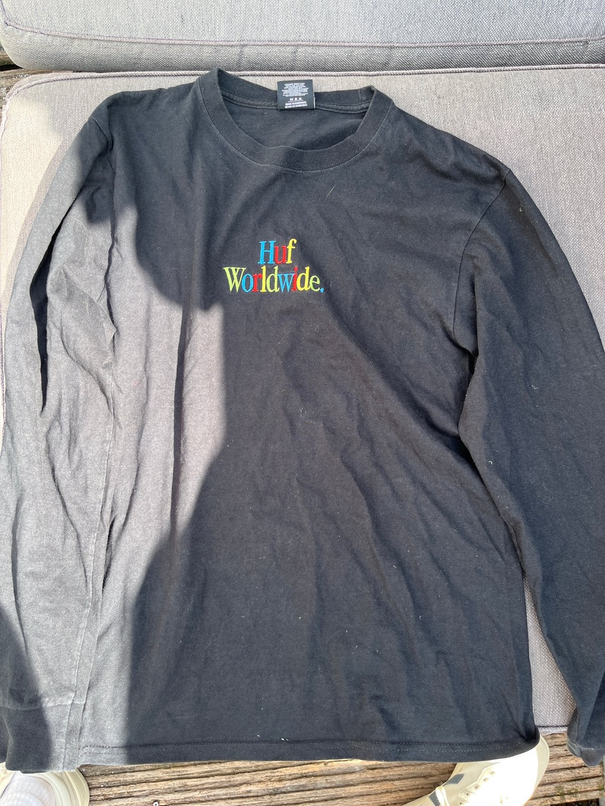 HUF Worldwide Longsleeve Zwart Maat M, Verzenden, Gedragen, Maat 48/50 (M), Zwart