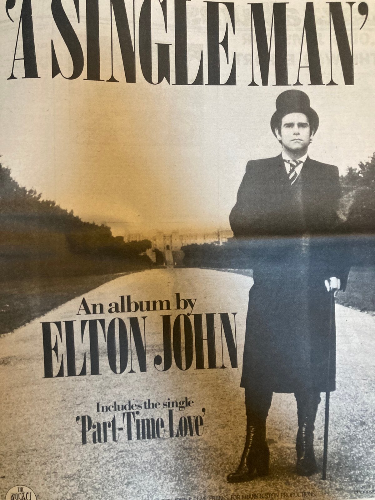 ELTON JOHN A Single Man A3 advertentie, Ophalen of Verzenden, Gebruikt