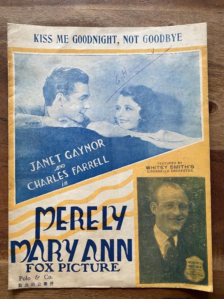 Kiss me goodnight, not goodbye J.Gaynor/C.Farrell 1931, Gebruikt, Filmmuziek en Soundtracks, Ophalen of Verzenden, Artiest of Componist