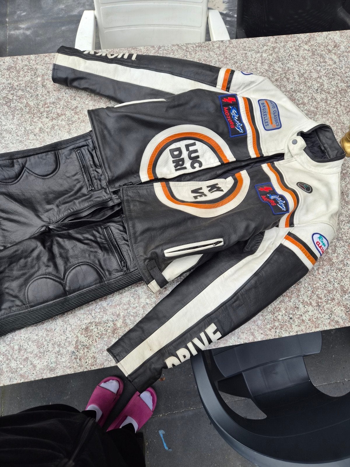 Vintage lederen motorjas" of "Retro race-jas jaren '80/'90", Motoren, Kleding | Motorkleding, Lucky drive, Ophalen of Verzenden