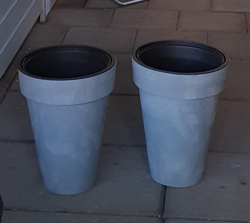 2 Betonlook bloempotten merk prosperplast  35x28 cm, Ophalen, Kunststof, Rond, Zo goed als nieuw
