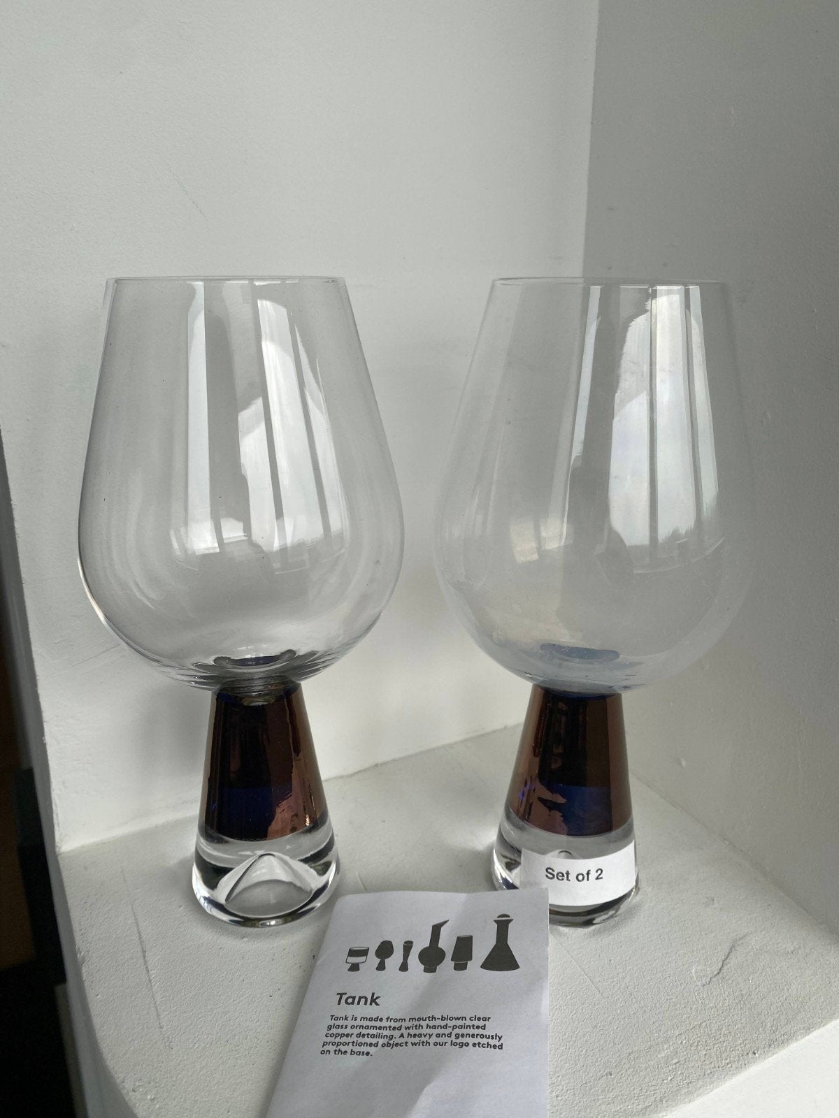 Tom Dixon Tank Wijn Glazen - Set van 2, Handgemaakt, Transparant, Nieuw, Ophalen of Verzenden