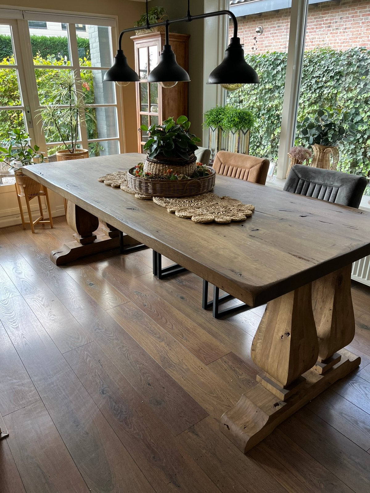 Schitterende massieve eiken kloostertafel eettafel 2.40 -100, Huis en Inrichting, Ophalen, 200 cm of meer, 50 tot 100 cm, Zo goed als nieuw