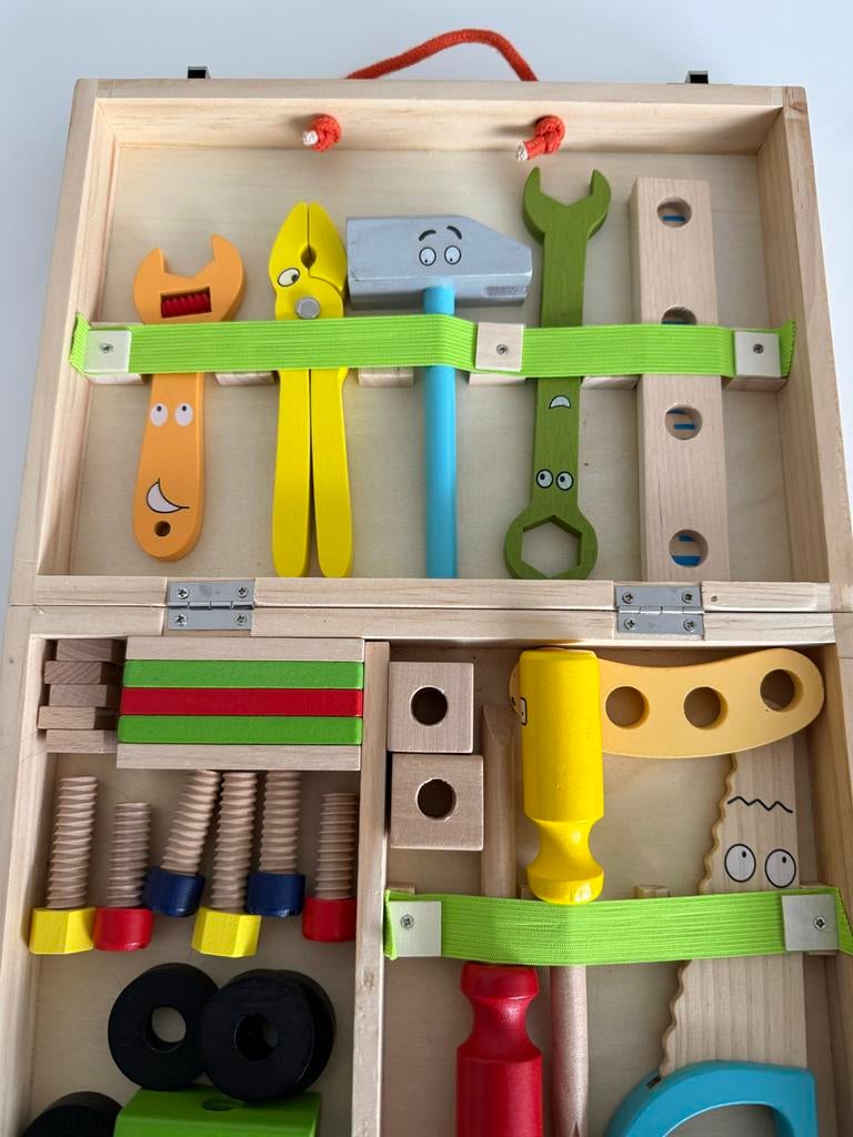 Houten gereedschapskist speelgoed voor kinderen, Ophalen of Verzenden, Zo goed als nieuw, Jongen of Meisje