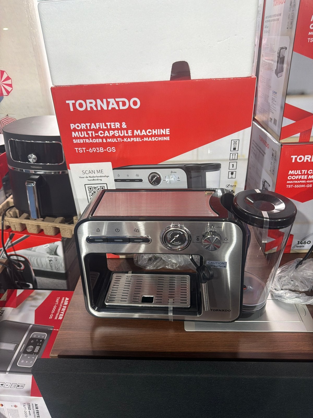 Tornado Portafilter & Multi-Capsule Machine TST-693B-GS, Espresso apparaat, Nieuw, Gemalen koffie, Ophalen of Verzenden