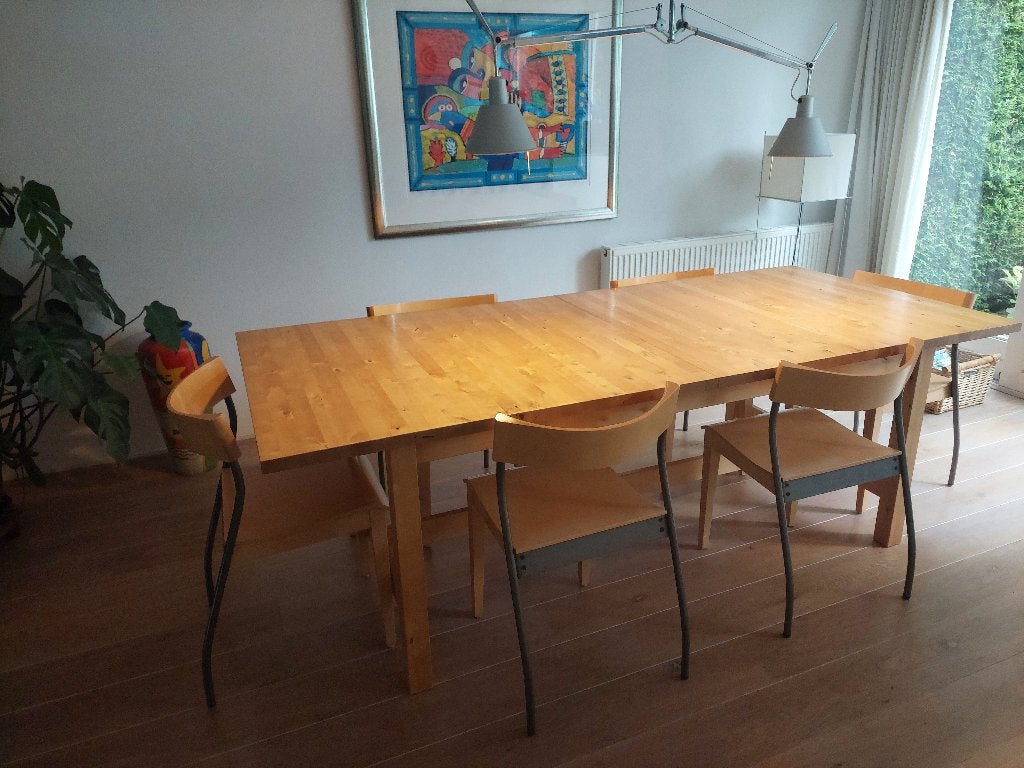 Eethoek Ikea uitschuifbaar met 6 stoelen, Huis en Inrichting, Tafels | Eettafels, Ophalen, Gebruikt, 200 cm of meer, 50 tot 100 cm