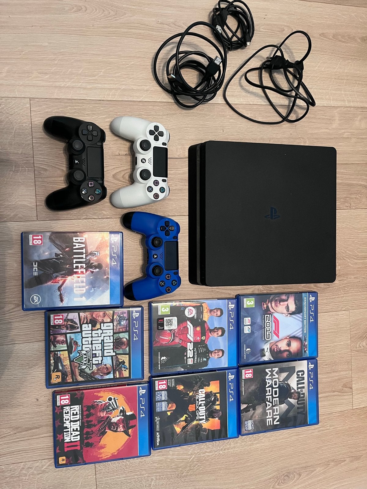 PlayStation 4 Slim met 3 controllers en 7 games, Spelcomputers en Games, Ophalen, Met 3 controllers of meer, Slim, 500 GB
