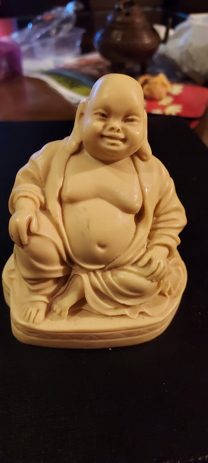 Vintage Lachende Boeddha Beeld – Ivoor-look (Kunsthars), Ophalen of Verzenden, Zo goed als nieuw