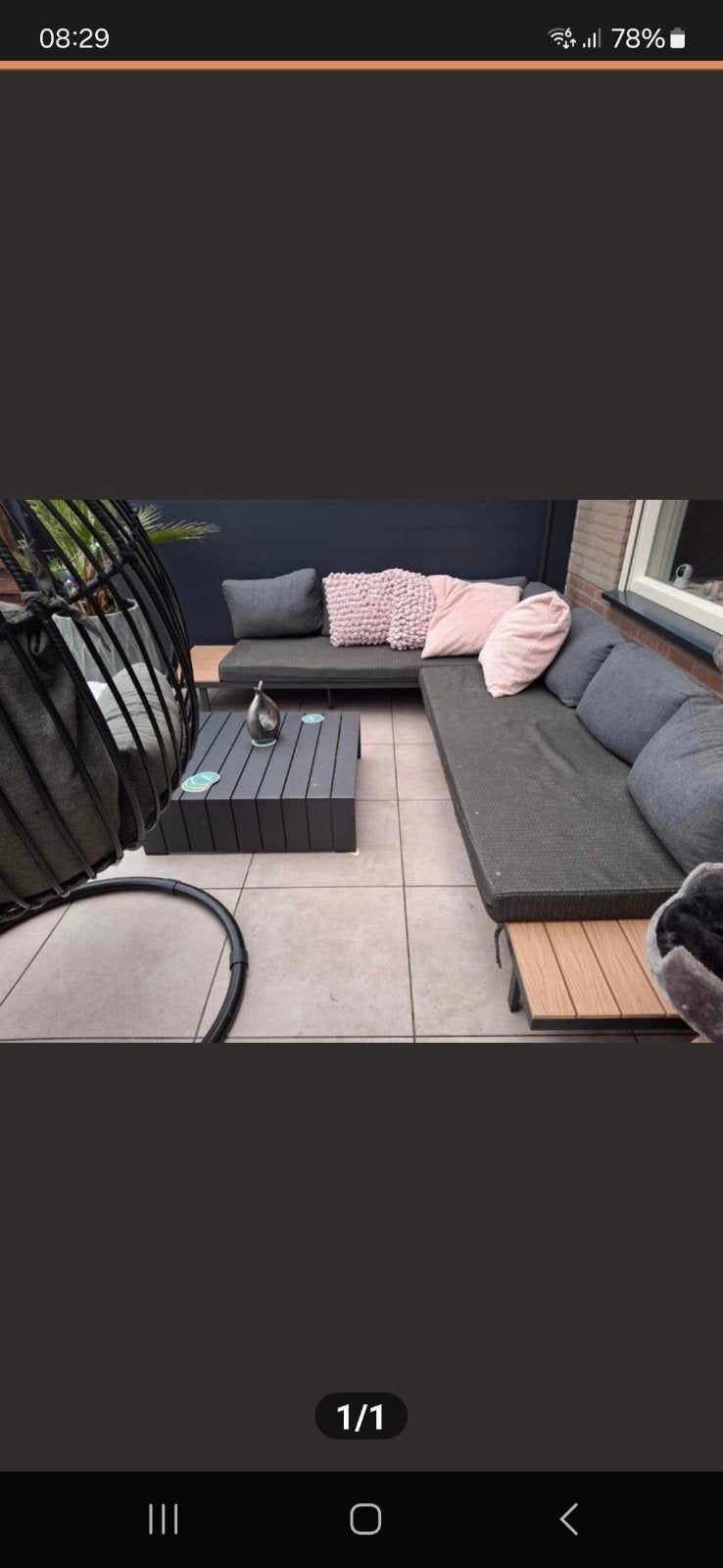 Te koop hoek loungeset incl kussens, Tuin en Terras, Ophalen, Gebruikt