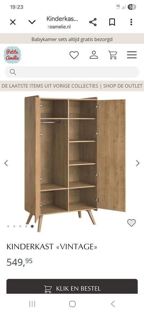 Mooie petit amelie kledingkast, Kinderen en Baby's, Kinderkamer | Commodes en Kasten, Ophalen, Kast, 50 tot 70 cm, Nieuw