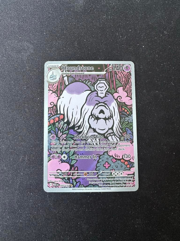 Houndstone Mega Evolution 145/132 NM Pokémon Kaart, Ophalen of Verzenden, Zo goed als nieuw, Losse kaart, Foil