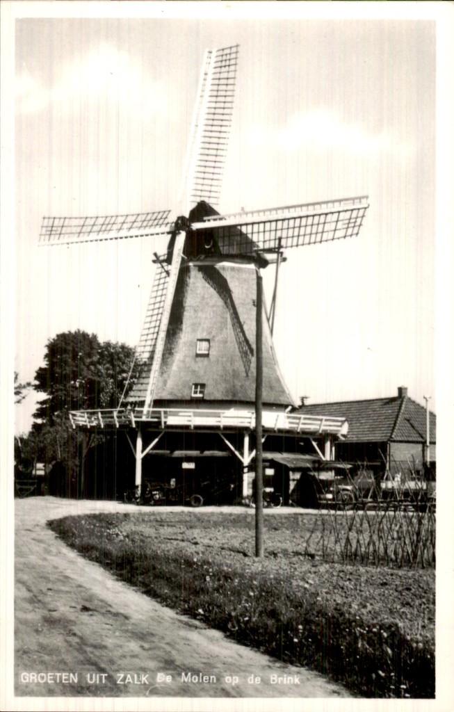 Zalk - Molen - op de Brink, Verzamelen, Ansichtkaarten | Nederland, Ophalen of Verzenden, 1940 tot 1960, Ongelopen, Overijssel