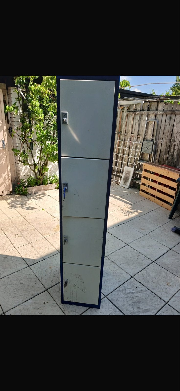 Metalen locker met 3 vakken - Blauw/Grijs, Ophalen, Gebruikt