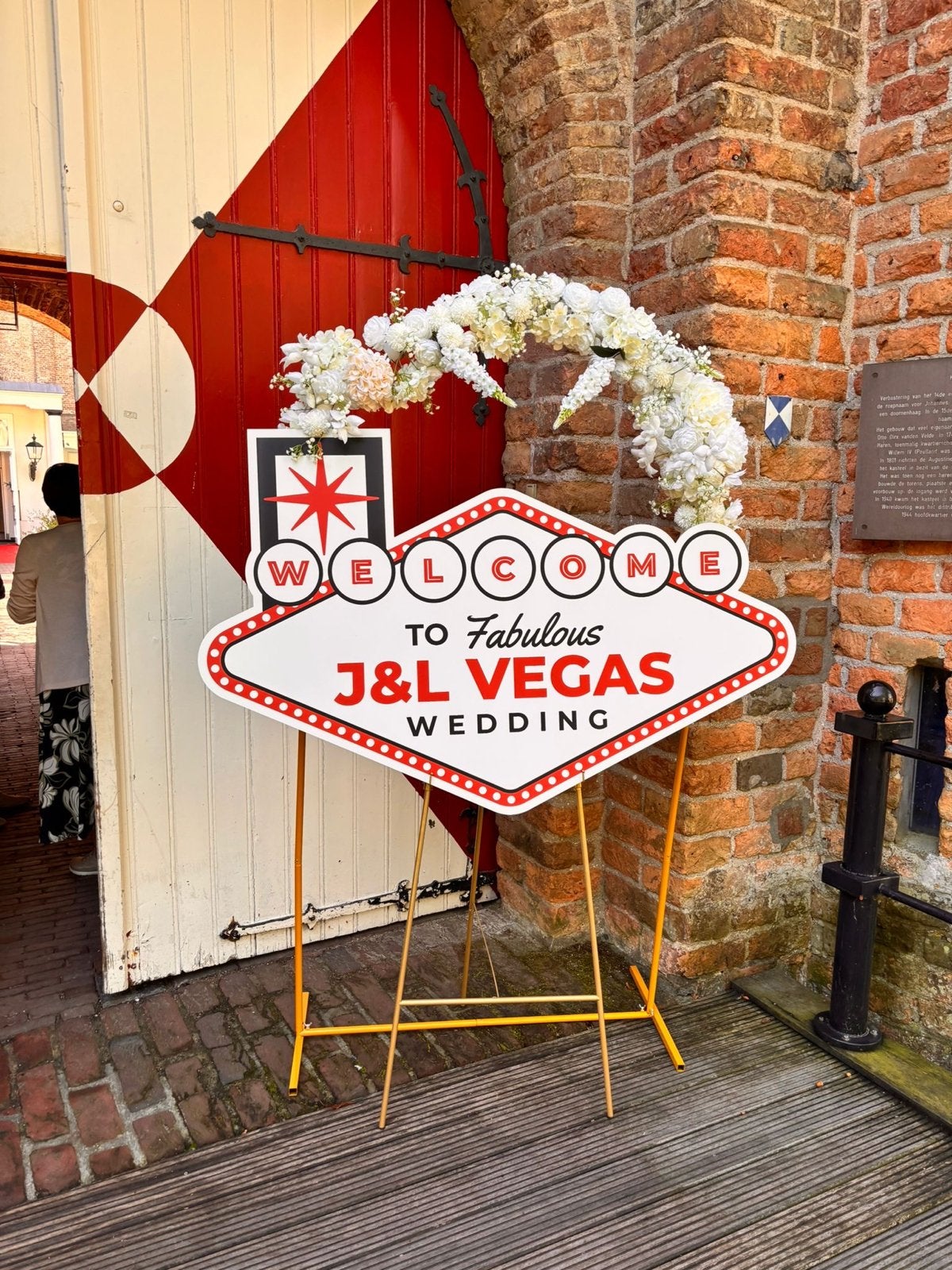 Bloemenboog voor bruiloft welkomstbord wit, Ophalen, Gebruikt, Versiering, Geboorte of Huwelijk