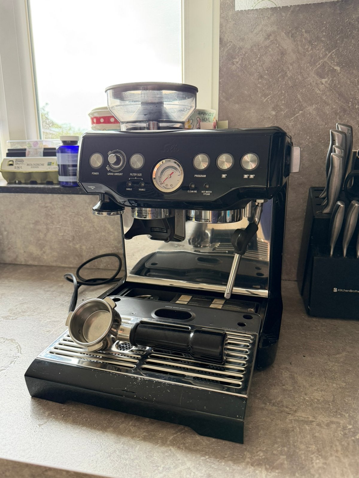 Solis Grind & Infuse Pro Type 115A - Zwart, Witgoed en Apparatuur, Ophalen, Gebruikt, Espresso apparaat, 10 kopjes of meer