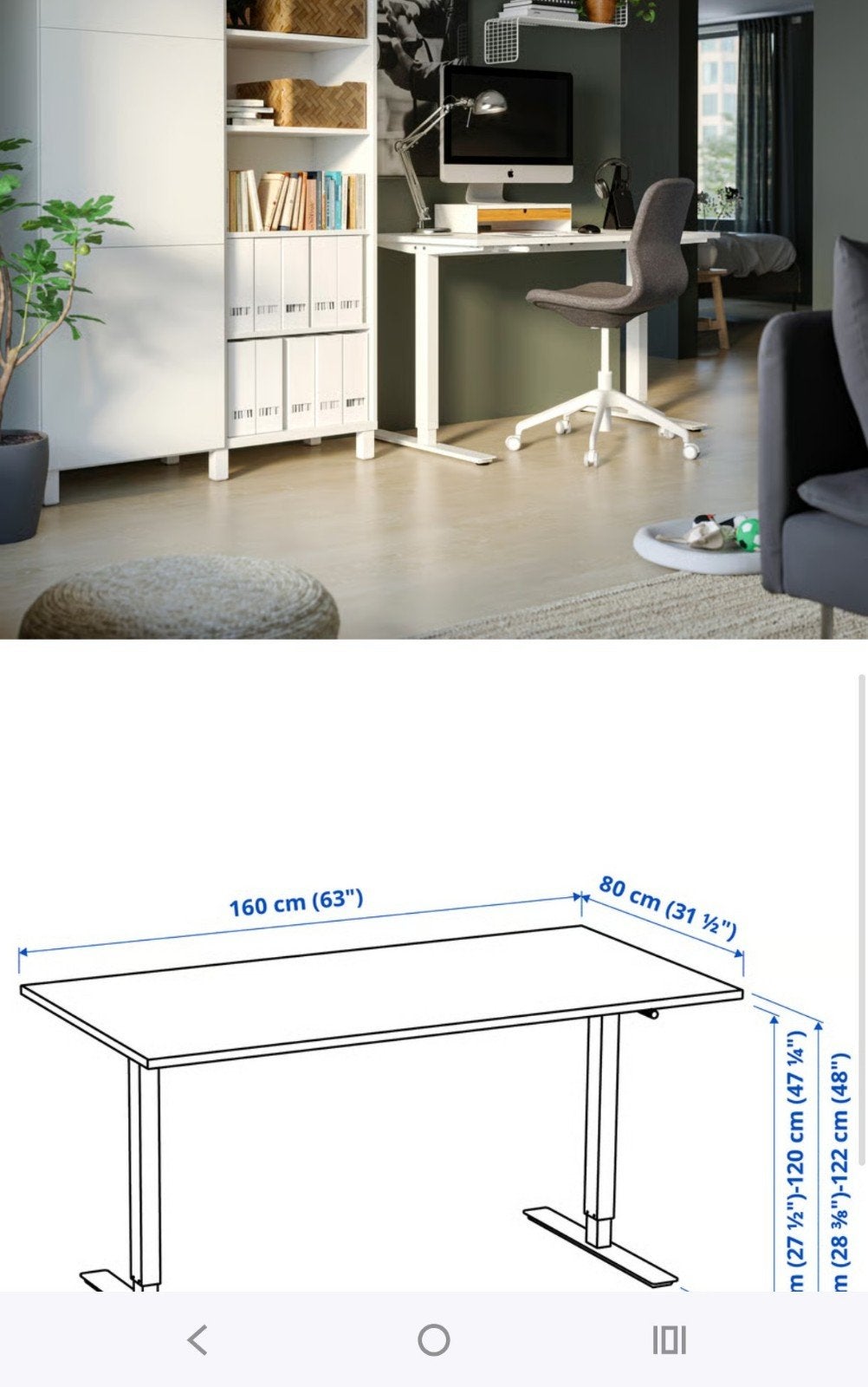 Ikea Trotten bureau onderstel - Wit, in hoogte verstelbaar, Ophalen, Zit-sta bureau, Gebruikt, Metaal