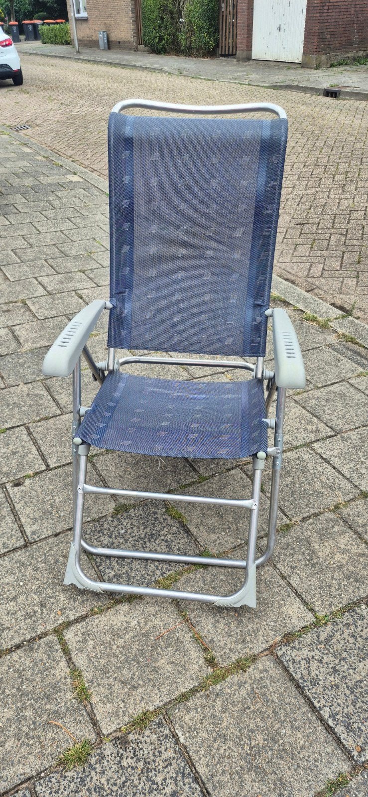 Dukdalf aluminium stoel met voetensteun, Ophalen, Gebruikt, Campingstoel