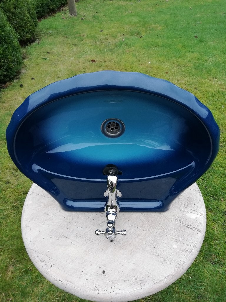 Prachtig kobalt blauw/hemelsblauw fonteintje incl. kraan, Antiek en Kunst, Ophalen