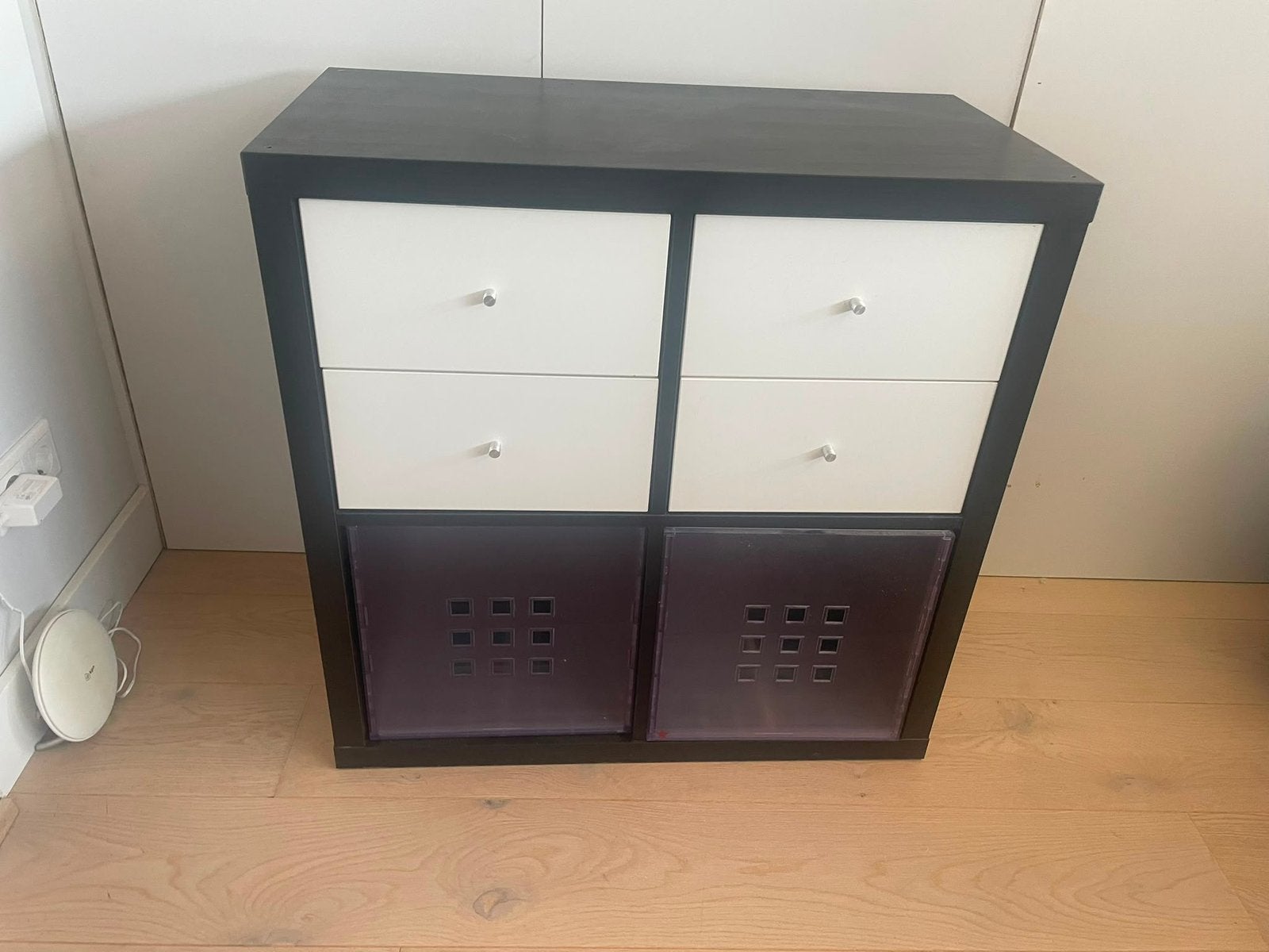 Zwart IKEA Kalax kastje met 2x2 lades en twee bakken, Ophalen, 50 tot 100 cm, Zo goed als nieuw, 3 of 4 laden
