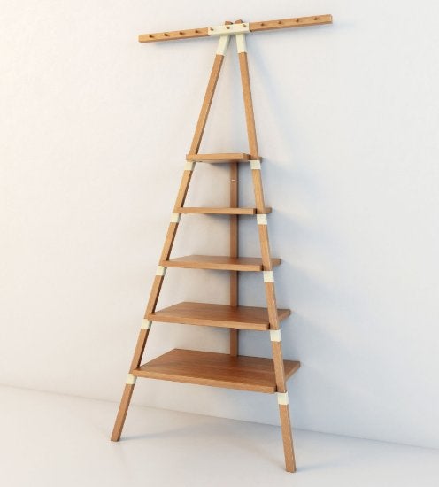 Ikea ps 2014 Ladderrek rek wandrek hout kapstok haken, Ophalen, Zo goed als nieuw