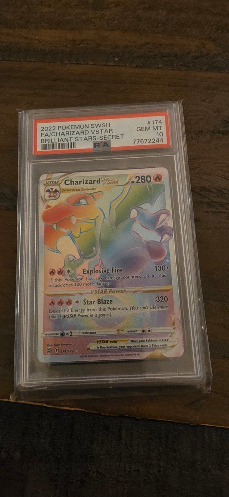 PSA 10 Charizard VSTAR Rainbow Secret Rare Pokémon Kaart, Ophalen, Nieuw, Losse kaart