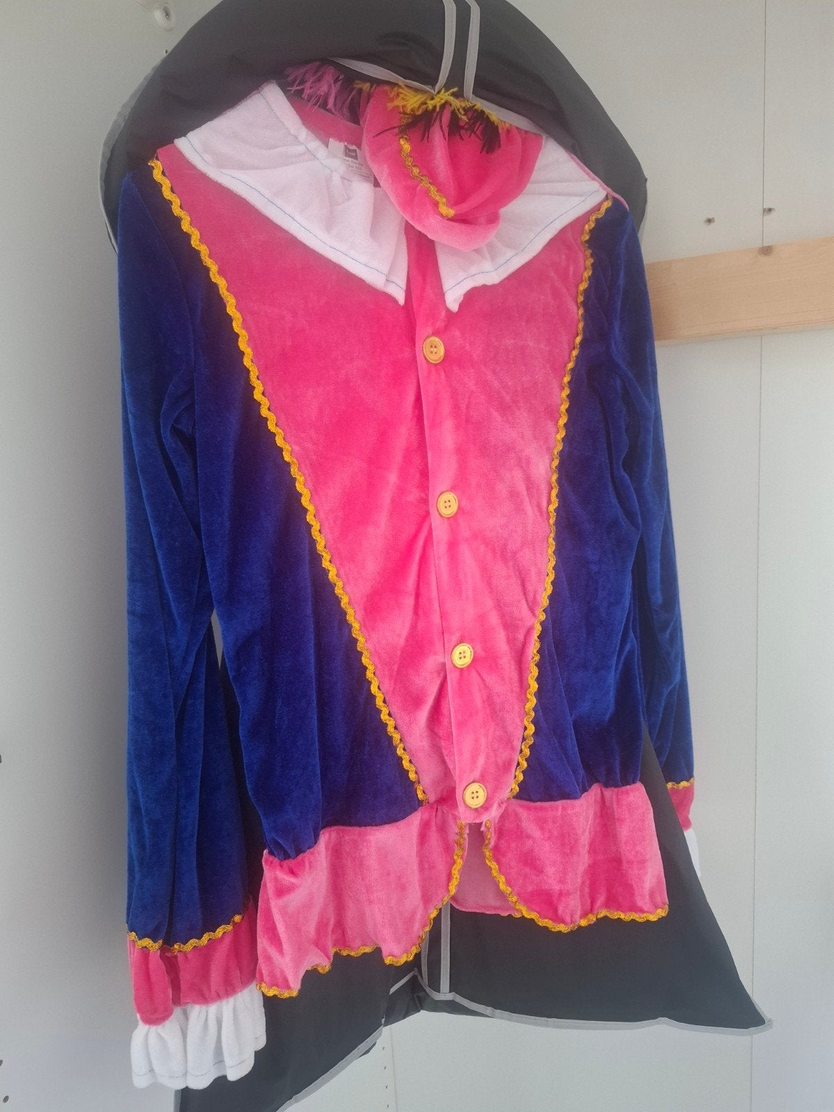 Pietenpak roze/blauw - Maat S/M (dames), Ophalen of Verzenden, Zo goed als nieuw