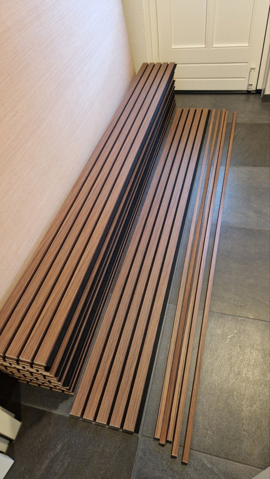 CanDo Decowall acoustic panelen brede lat walnoot, Doe-het-zelf en Verbouw, Hout en Planken, Ophalen, Minder dan 25 mm, Overige typen