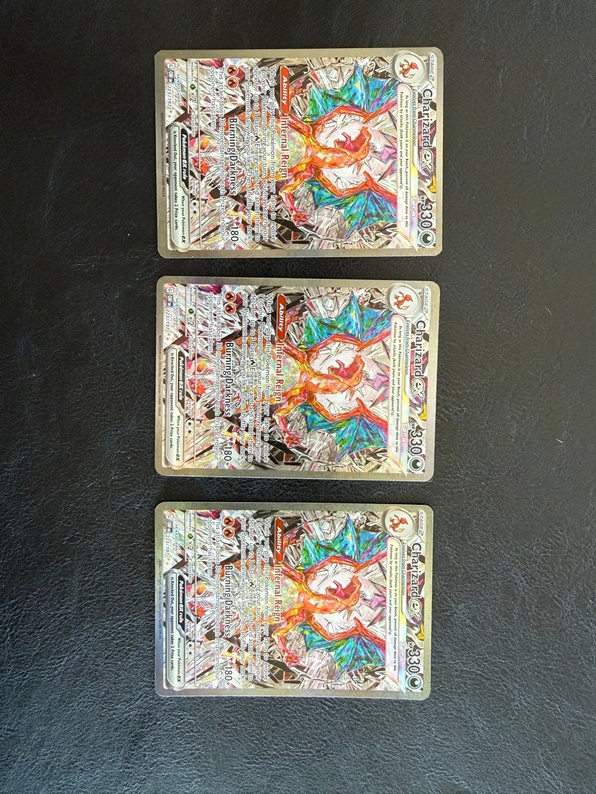 3x Charizard ex 223/197 - Obsidian Flames, Ophalen of Verzenden, Zo goed als nieuw, Meerdere kaarten, Foil