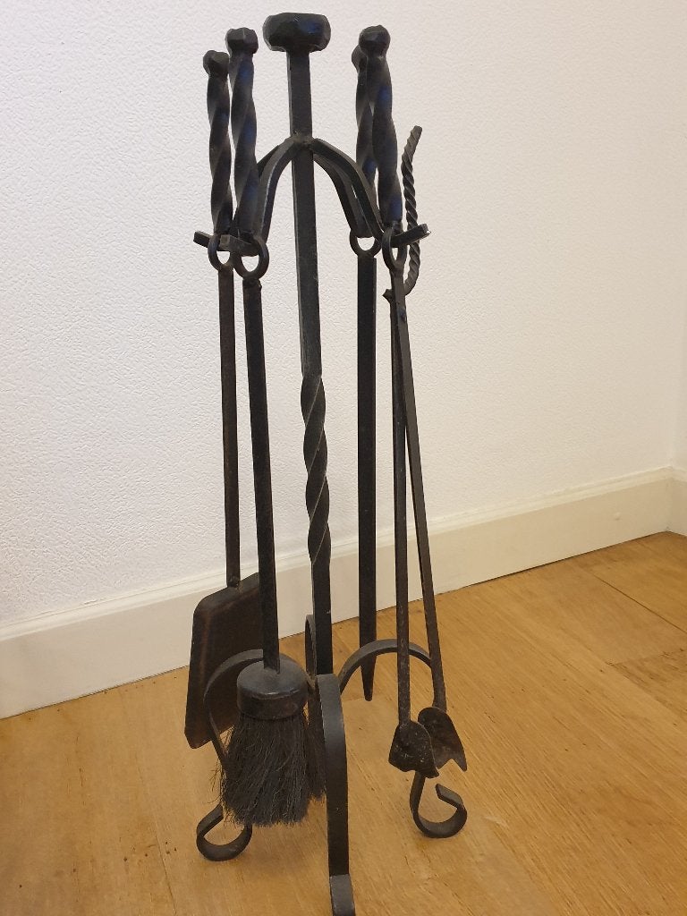 Haardstel met mand voor houtblokken, Ophalen, Gebruikt, Inbouwhaard, Houthaard