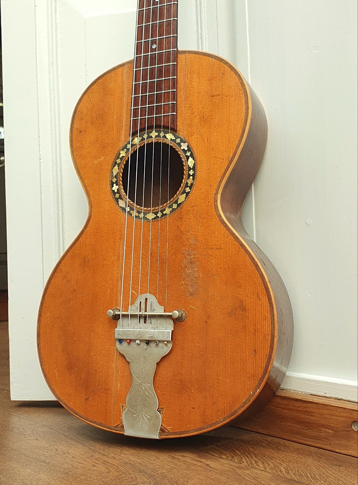 Antike Brazilian Rosewood parlor gitaar, Ophalen of Verzenden, Met koffer