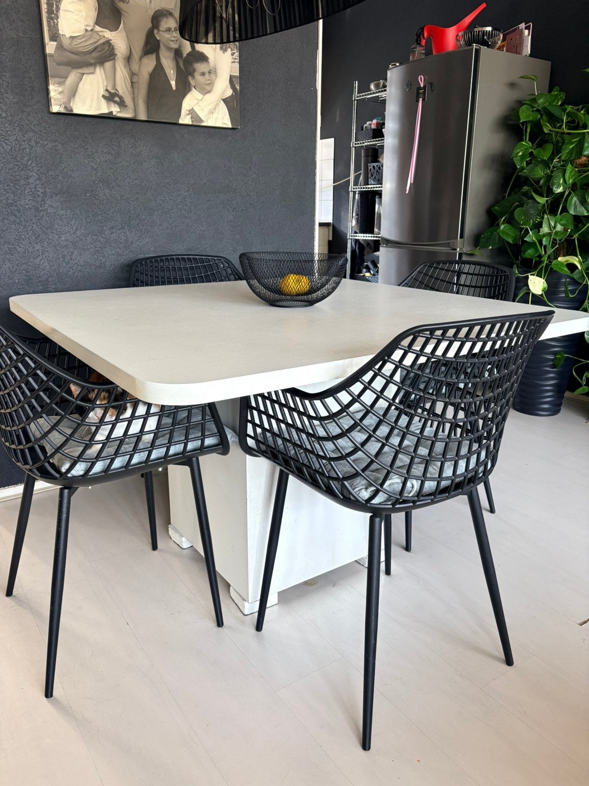 Eettafel wit, Ophalen, Gebruikt, Vierkant, 100 tot 150 cm