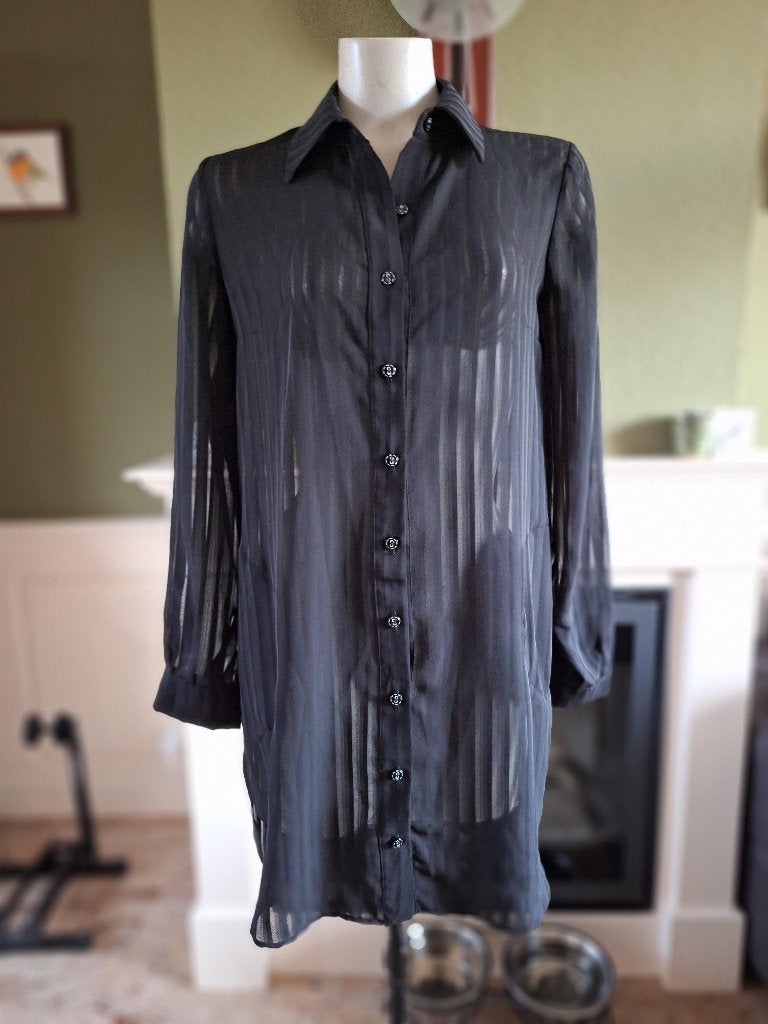 Eroke zwarte transparante blouse IT 42 NL 38, Maat 38/40 (M), Verzenden, Zwart, Zo goed als nieuw