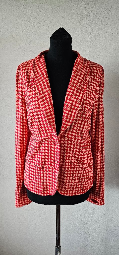 King Louie blazer rood/beige pied-de-poule maat L (14825), Maat 42/44 (L), Ophalen of Verzenden, Zo goed als nieuw, King Louie