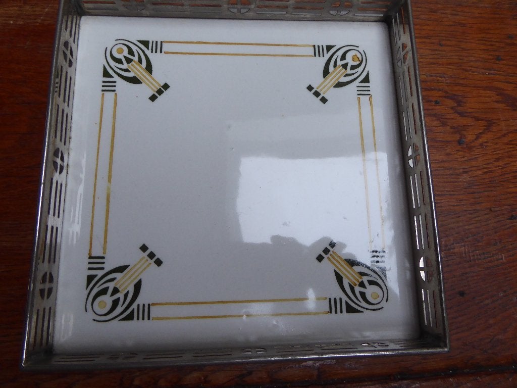 Art nouveau keramiek onderzetter, Chris van der Hoef, Ophalen of Verzenden