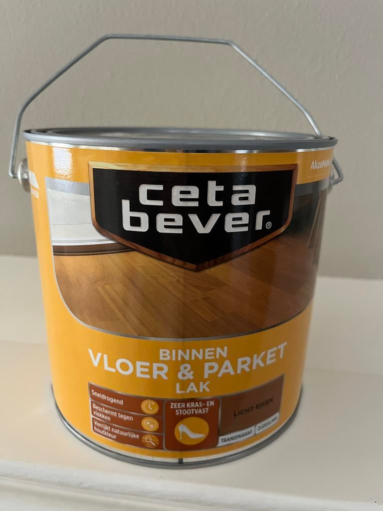 NIEUW! Ceta Bever parketlak zijdeglans licht eiken 2,5L, Bruin, Nieuw, Ophalen of Verzenden, Lak
