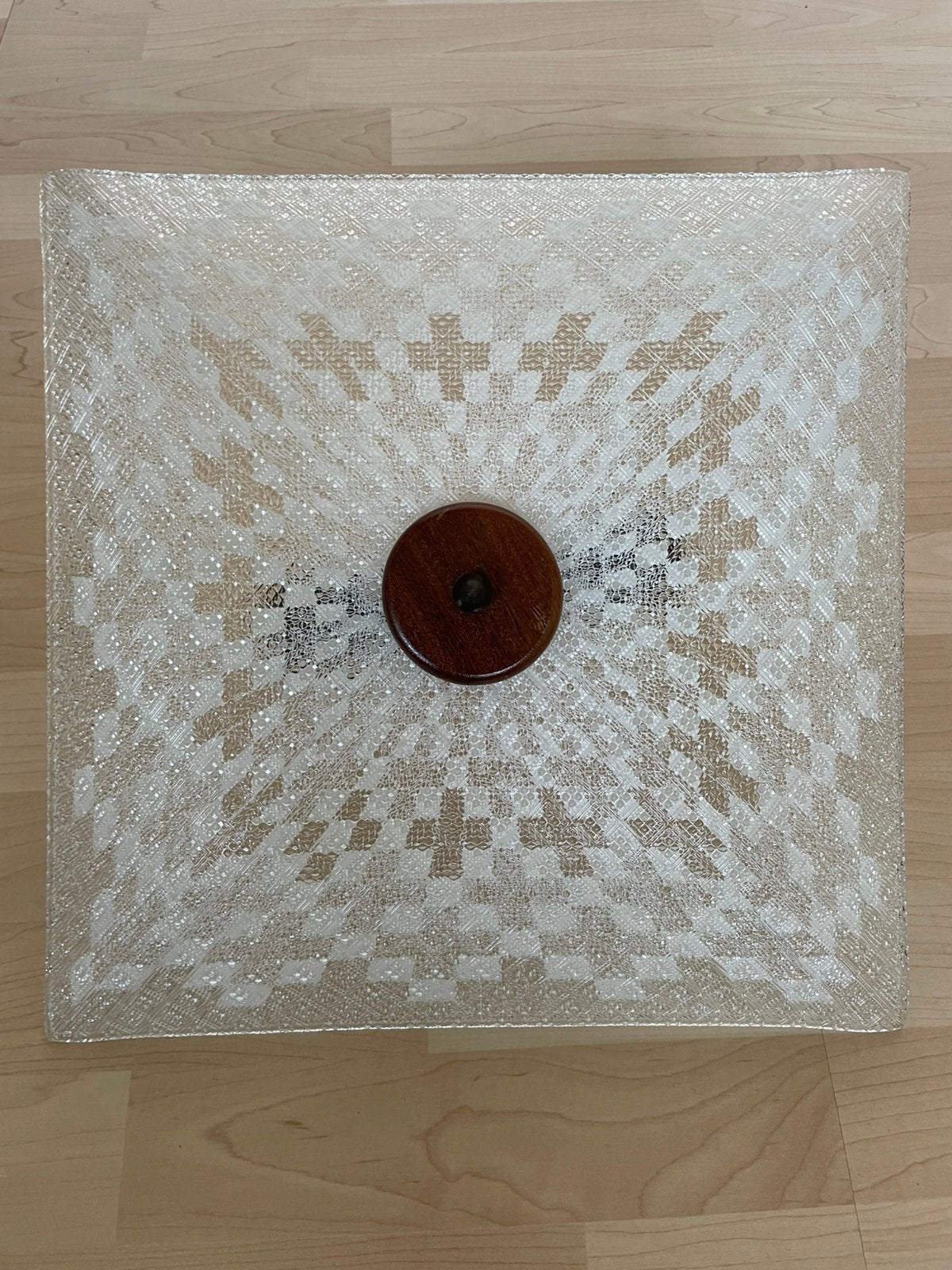 Plafondlamp, vintage, glas, Ophalen of Verzenden, Zo goed als nieuw, Glas