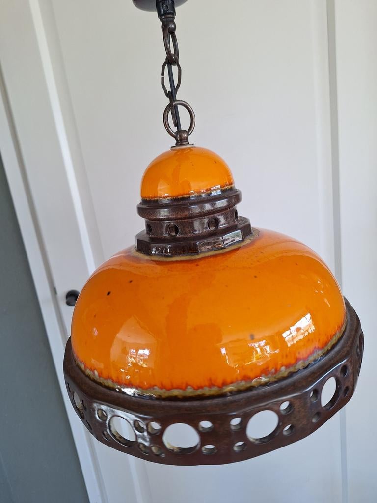 Vintage Oranje Keramische Hanglamp - Jaren '70 Stijl, Ophalen