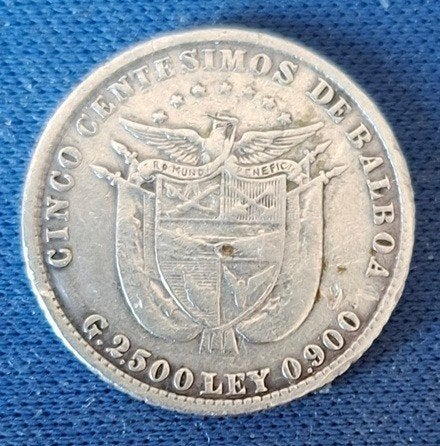 Panama 5 centesimo 1904 Km 2 knap, Verzenden, Midden-Amerika, Losse munt, Zilver