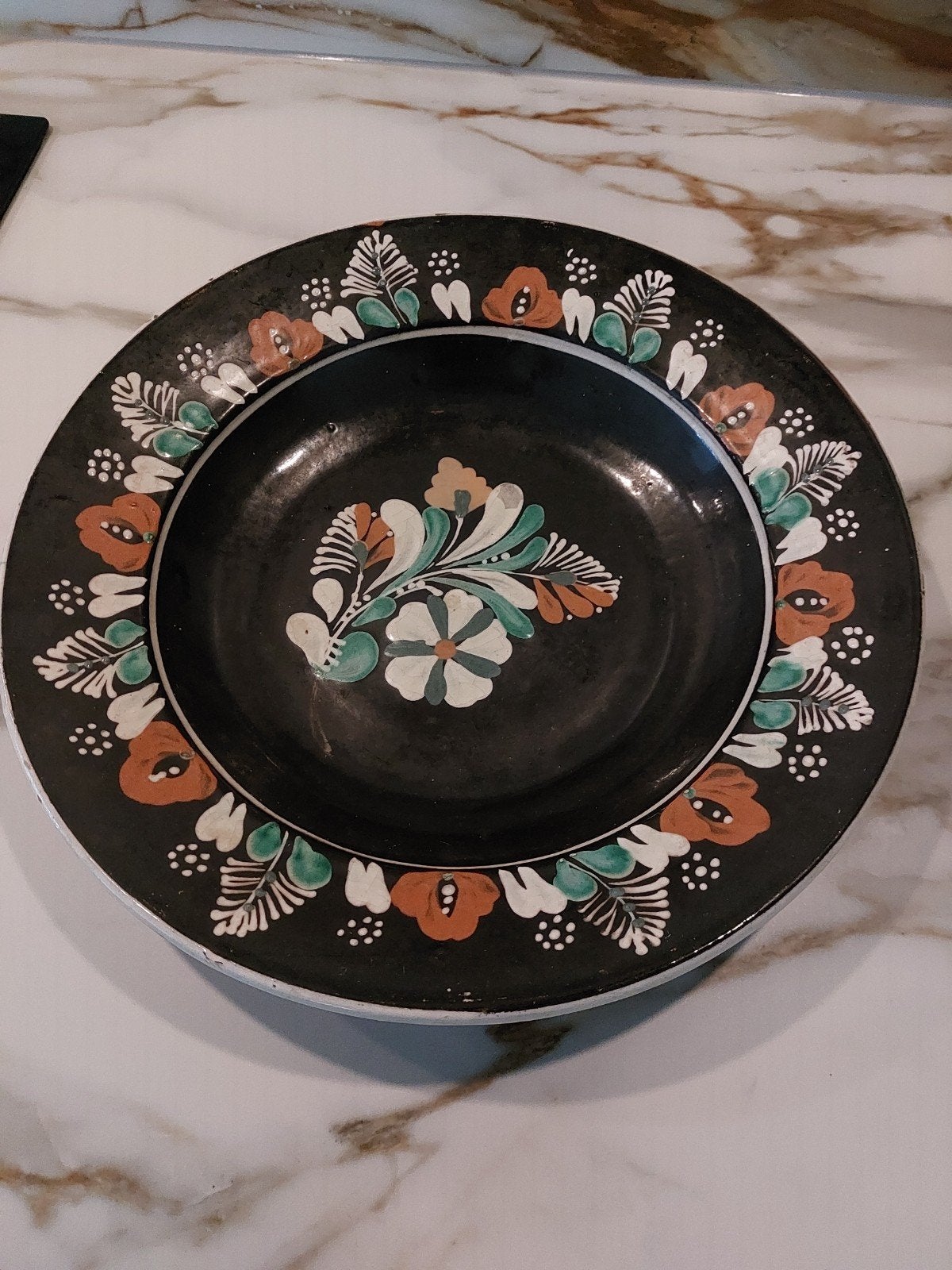 Vintage Hongaars Wandbord - Keramiek met Bloemen (jaren '70), Ophalen of Verzenden
