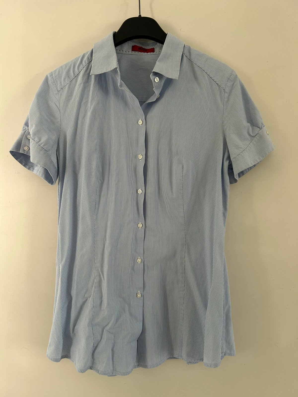 Hugo Boss blauwe blouse maat 40, Ophalen, Gedragen, Maat 38/40 (M), Blauw