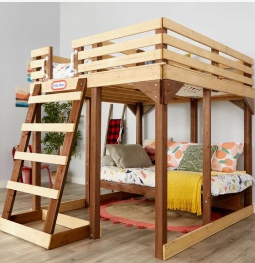 Little Tikes Hoogslaper met Chill-net, Klimmuur en Bureau, Ophalen, Hoogslaper, Eenpersoons, 160 tot 180 cm