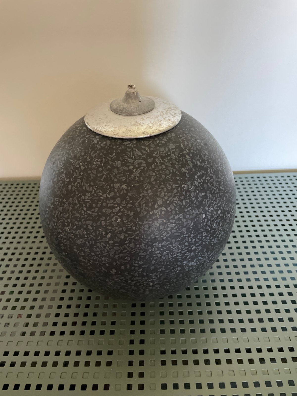 Olielamp van keramiek terrazzo look donkergrijs, Ophalen, Gebruikt