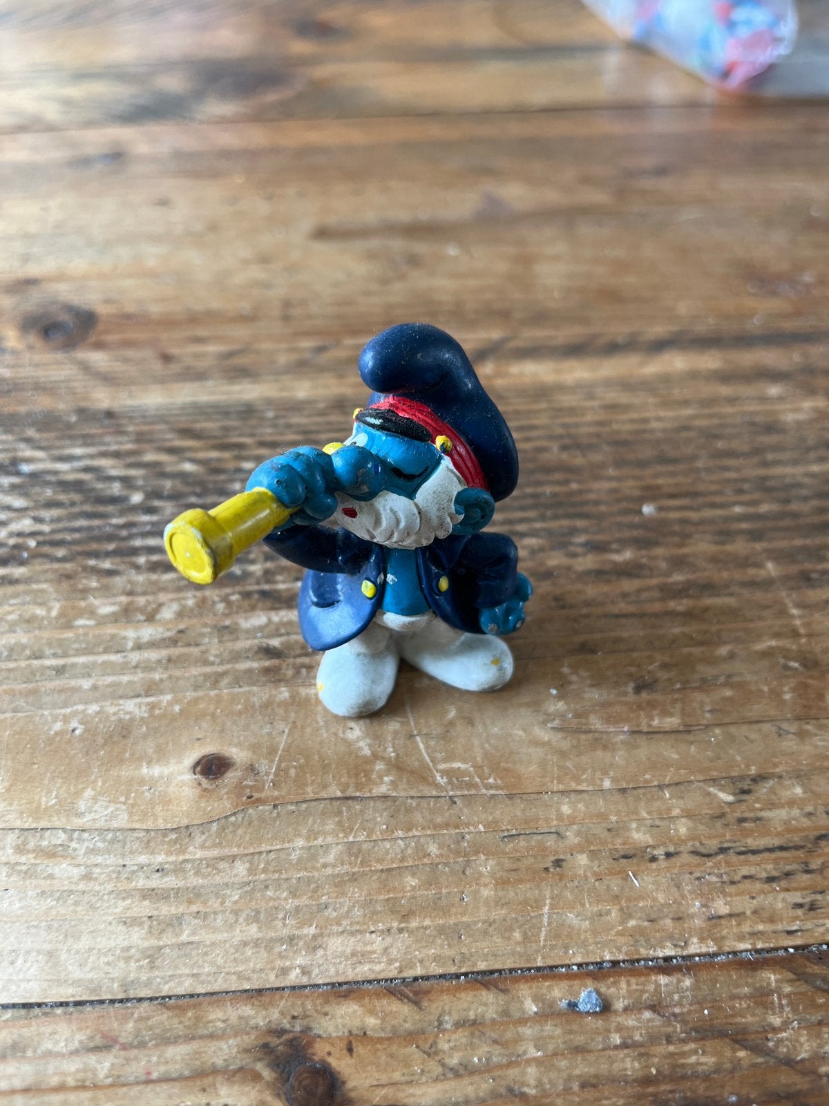 Vintage Smurf Kapitein Figuurtje - Gebruikt, Verzamelen, Smurfen, Ophalen of Verzenden, Gebruikt, Overige Smurfen, Poppetje, Figuurtje of Knuffel