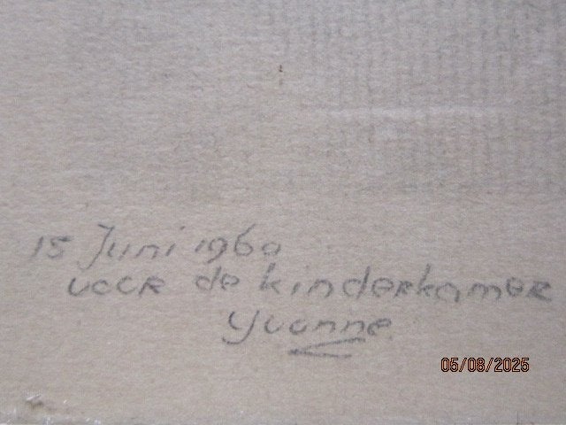 Ivonne Brill , Byz tekening meisje met huilend kind o/d arm, Ophalen of Verzenden