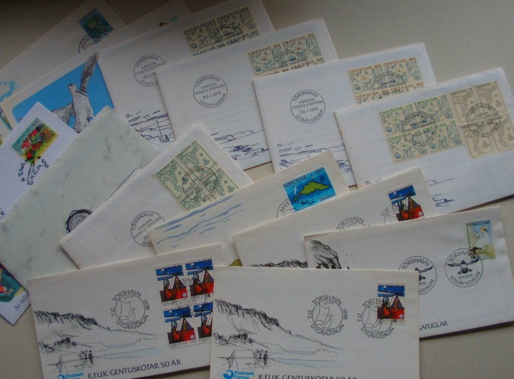 Partij Poststukken en FDC's Groenland en Foroyar  varianten, Postzegels en Munten, Ophalen of Verzenden, Buitenland