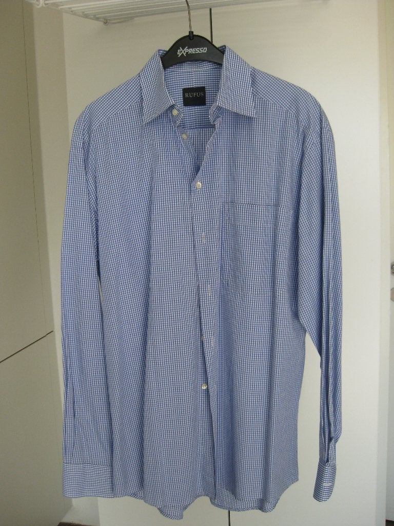 Rufus Overhemd Blauw /Wit geruit Maat M Als Nieuw, Blauw, Zo goed als nieuw, Rufus, Halswijdte 39/40 (M)