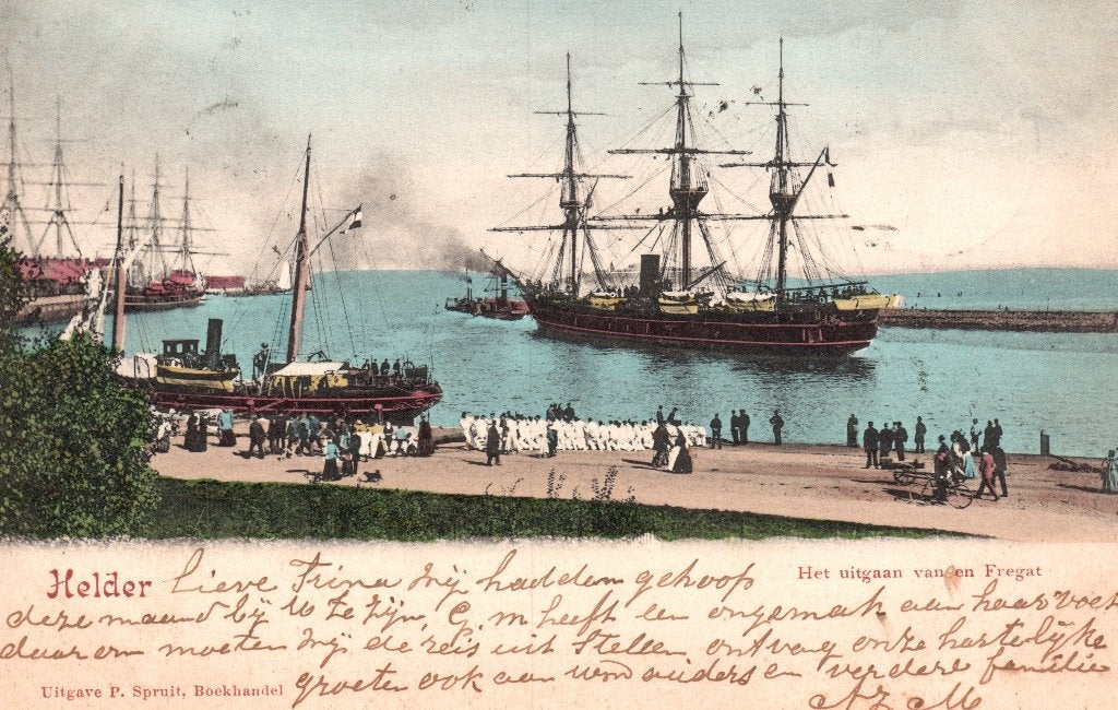 Het uitgaan van een fregat, Den Helder (1901) 128702, Verzenden, Voor 1920, Gelopen, Noord-Holland