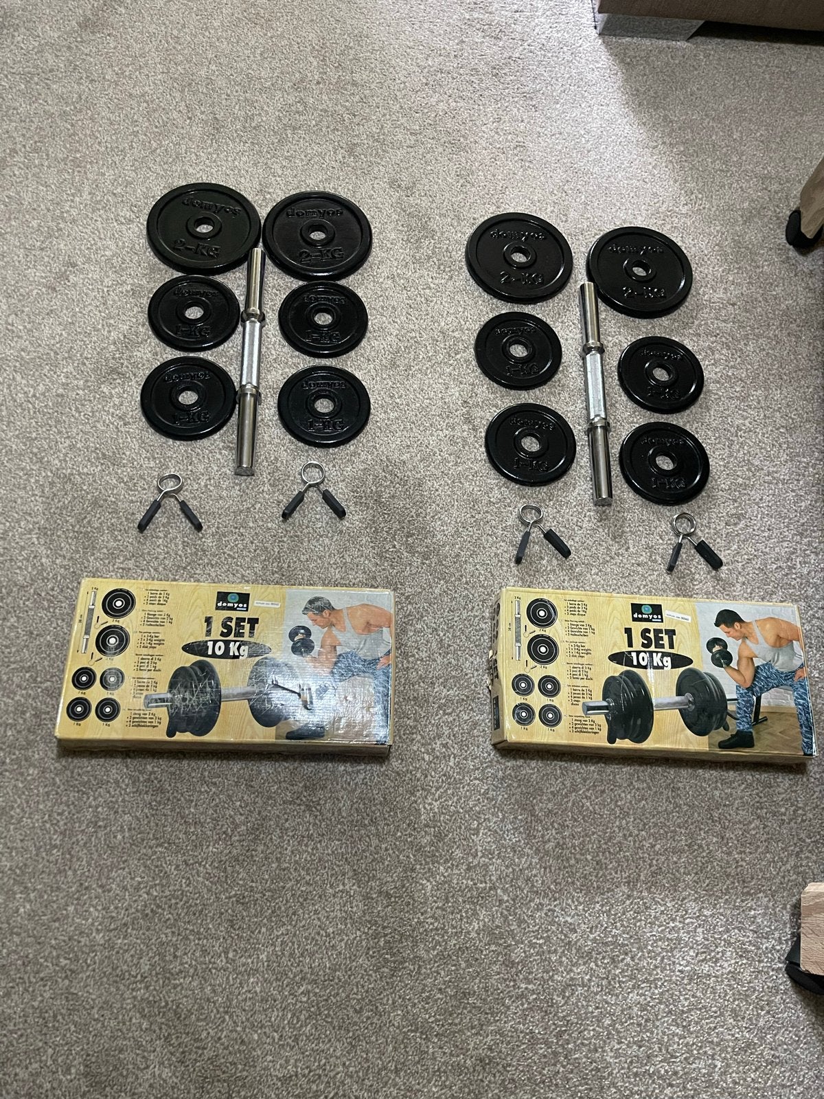Domyos Halterset 10 KG - Zo goed als nieuw, Ophalen of Verzenden, Zo goed als nieuw, Rug, Halterset