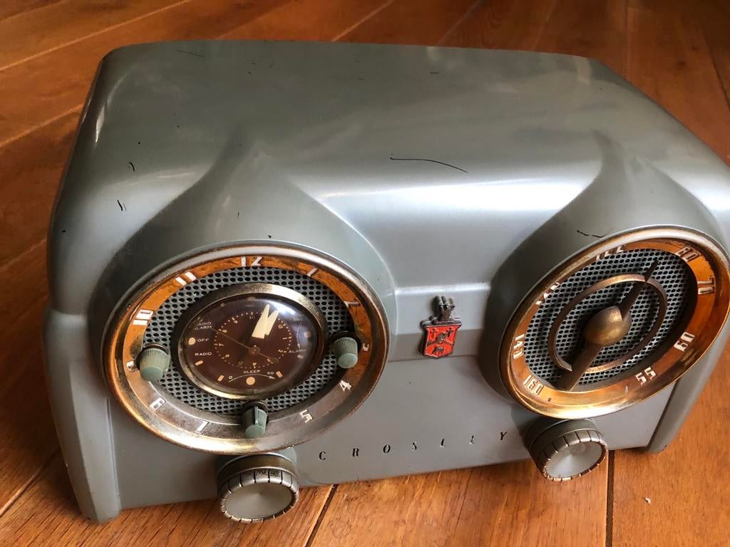 Vintage Crosley bakeliete Radio - Groen Metallic met Klok, Ophalen of Verzenden, Gebruikt, Radio