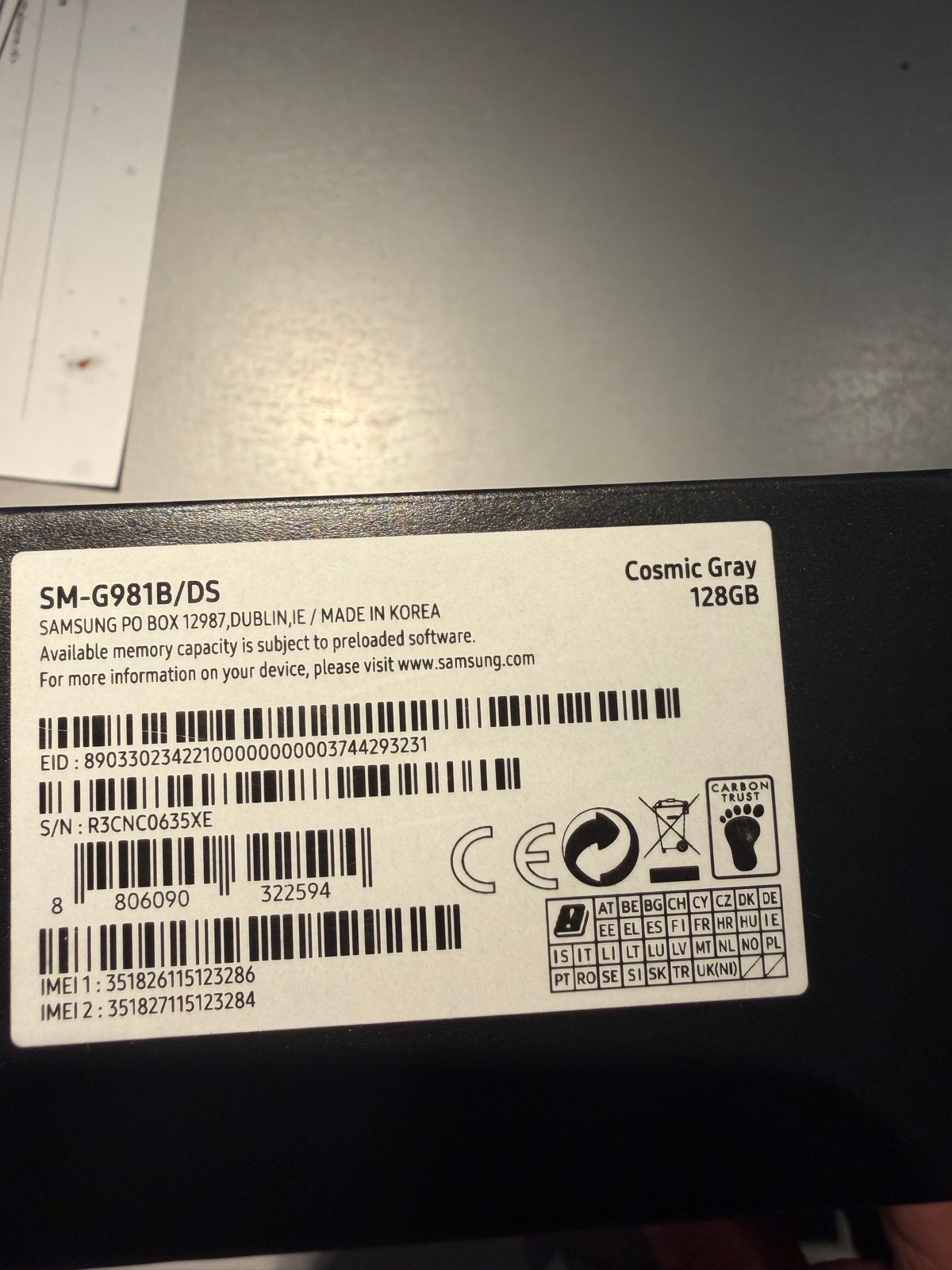 Samsung Galaxy S20 5G 128GB, Ophalen, Galaxy S20, Zwart, Touchscreen